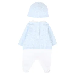 Blauwe Katoenen Rompers en Hoed Set