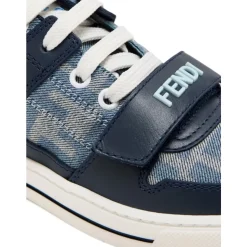 Blauwe Kindersneakers, Leer en Katoen