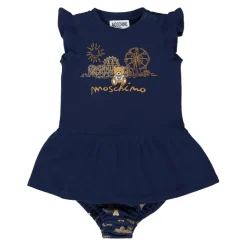 Blauwe Kortemouw Jurk met Teddybeerprint