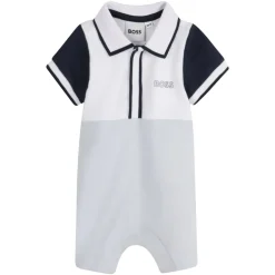 Blauwe Logo Print Romper voor Jongens