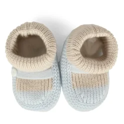 Blauwe Wol Baby Slofjes met Boorden