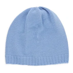 Blauwe Wollen Muts Meisje Logo Borduurwerk