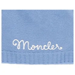 Blauwe Wollen Muts Meisje Logo Borduurwerk