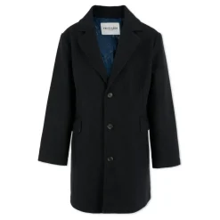 Blauwe Wollen Peacoat met Geborduurd Logo