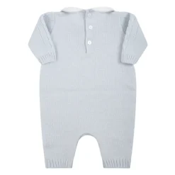 Blauwe Wollen Romper met Peter Pan Kraag