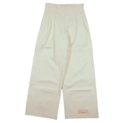 Boter-gekleurde hoge taille broek met uitlopende pijpen