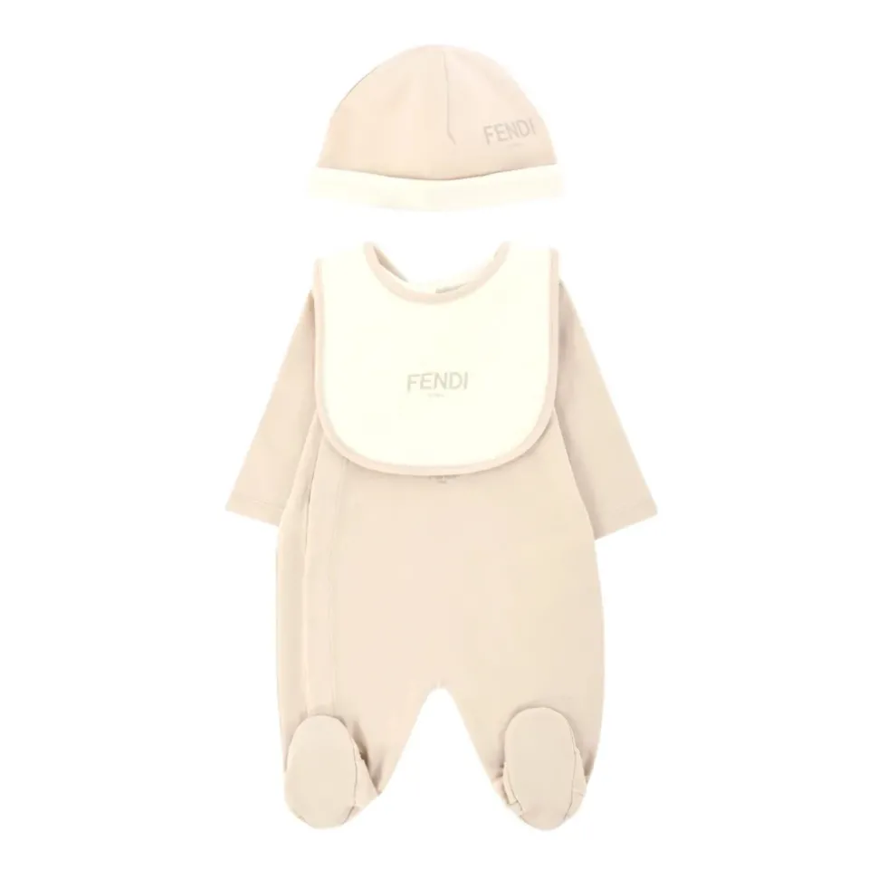 Bruine Babyjurk met Beige Kit