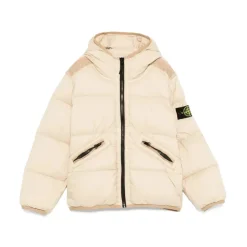 Bruine donsgevulde stretchstofjas