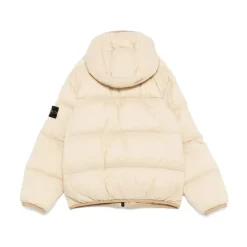 Bruine donsgevulde stretchstofjas