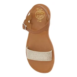 Bruine Glitter Sandalen met Open Neus