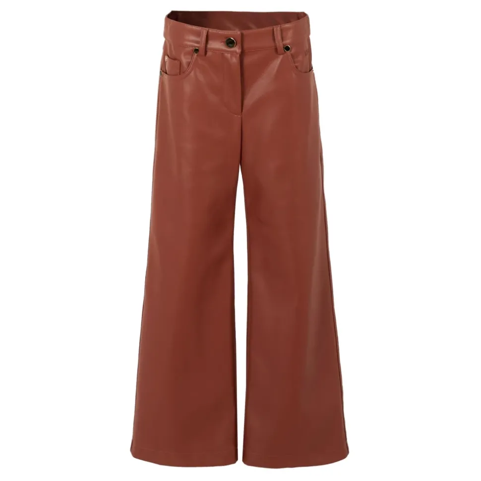 Bruine Imitatie Leren Casual Broek