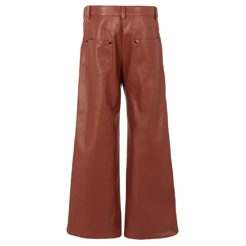 Bruine Imitatie Leren Casual Broek