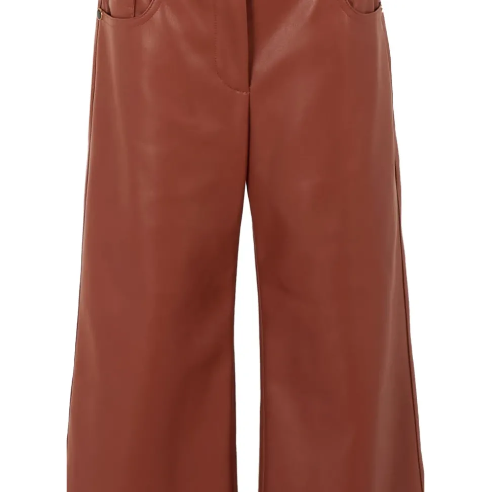 Bruine Imitatie Leren Casual Broek