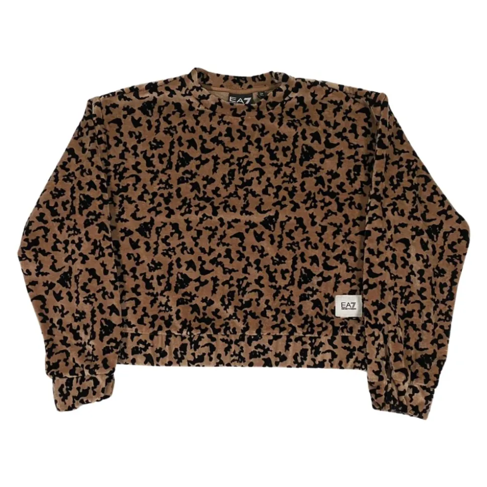 Bruine Luipaardprint Fluweel Cropped Sweater