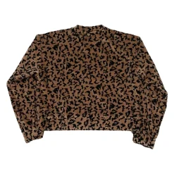 Bruine Luipaardprint Fluweel Cropped Sweater