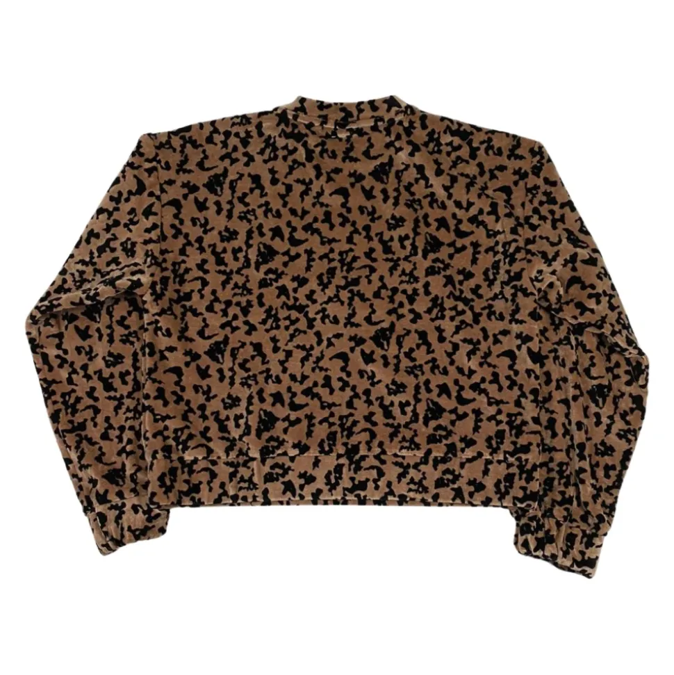 Bruine Luipaardprint Fluweel Cropped Sweater