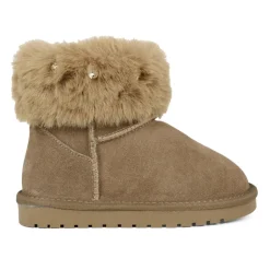 Bruine Suède Enkellaarzen met Nepbont