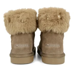 Bruine Suède Enkellaarzen met Nepbont