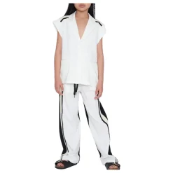 Crème Vest met Zwarte Streep Detail