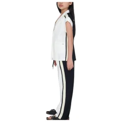 Crème Vest met Zwarte Streep Detail