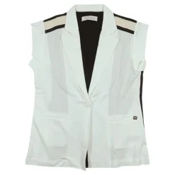 Crème vest met zwarte streepdetail
