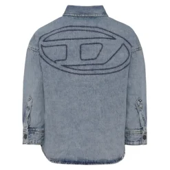 Denim Katoen Lange Mouwen Geborduurd Overhemd