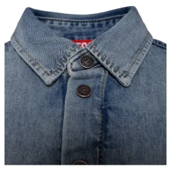 Denim Katoen Lange Mouwen Geborduurd Overhemd