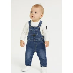 Denim Overall Set met Off White T-shirt