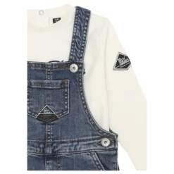 Denim Overall Set met Off White T-shirt