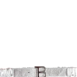 Elastische Zilveren Riem met Logodetail