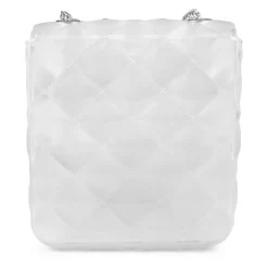 Elegante Witte PVC Gewatteerde Tas met Kristallen
