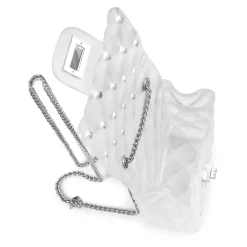 Elegante Witte PVC Gewatteerde Tas met Kristallen