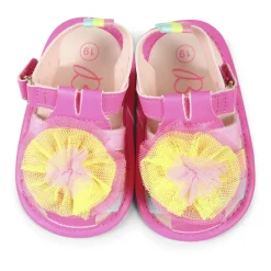 Fuchsia Eco-Lederen Ruffle Sandalen