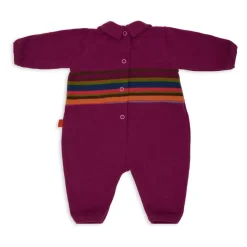 Fuchsia Fleece Romper met Gestreepte Band