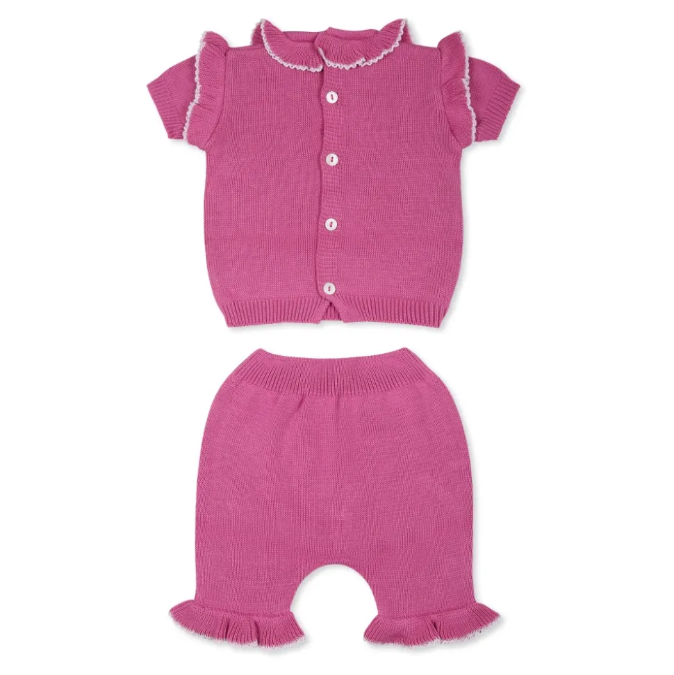 Fuchsia Katoenen Geboorte Set Trui Broek