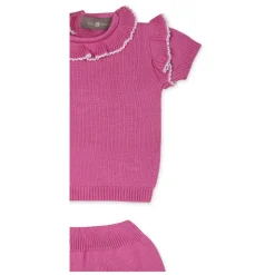 Fuchsia Katoenen Geboorte Set Trui Broek