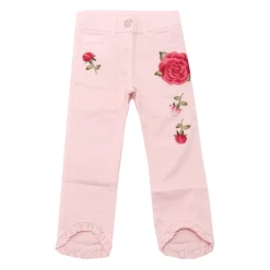 Geborduurde katoenen broek