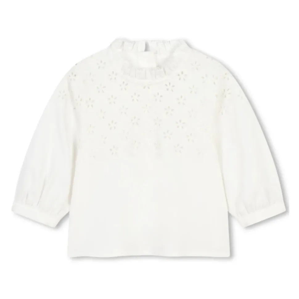 Geborduurde witte blouse