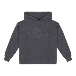 Geborduurde-Logo Hoodie in Melange Grijs