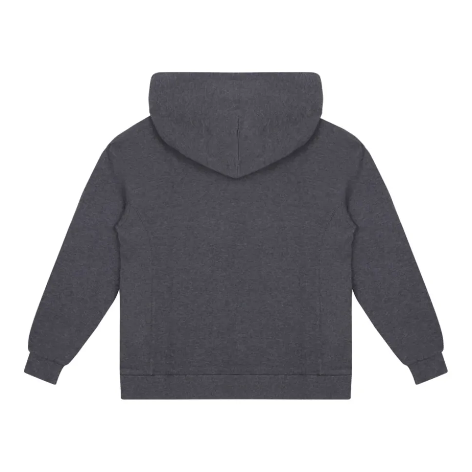 Geborduurde-Logo Hoodie in Melange Grijs