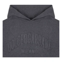 Geborduurde-Logo Hoodie in Melange Grijs