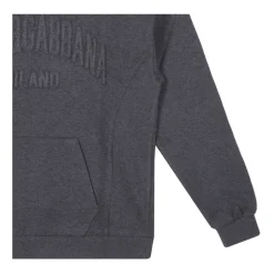 Geborduurde-Logo Hoodie in Melange Grijs