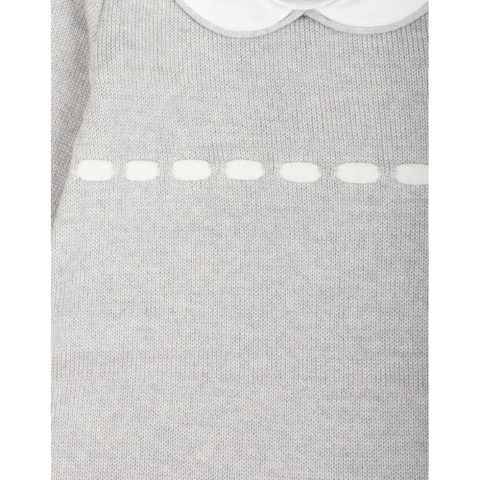 Gebreide Grijze Jurk Peter Pan Kraag