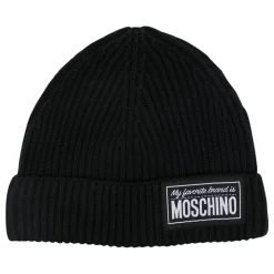 Gebreide Logo Beanie Hoed in Zwart