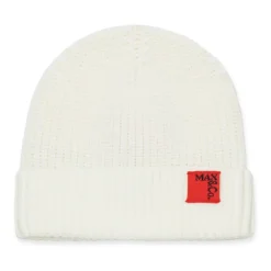 Gebreide wollen baret met patch