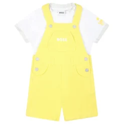 Gele Katoenen Tuinbroek en T-shirt Set