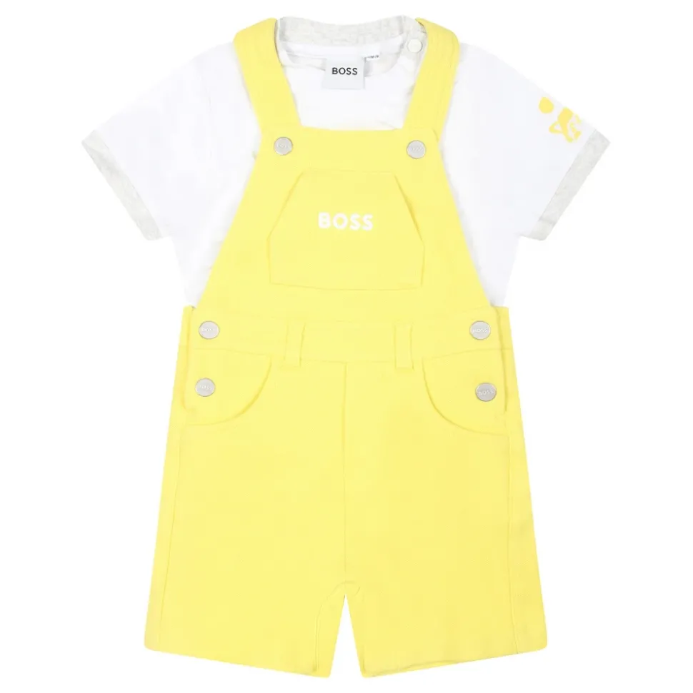 Gele Katoenen Tuinbroek en T-shirt Set