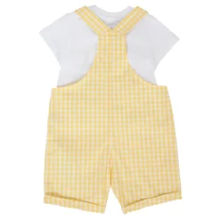 Gele Vichy Overalls met Teddy Bear Patch