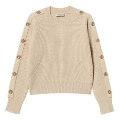 Geribbelde trui met ovale T-knopen