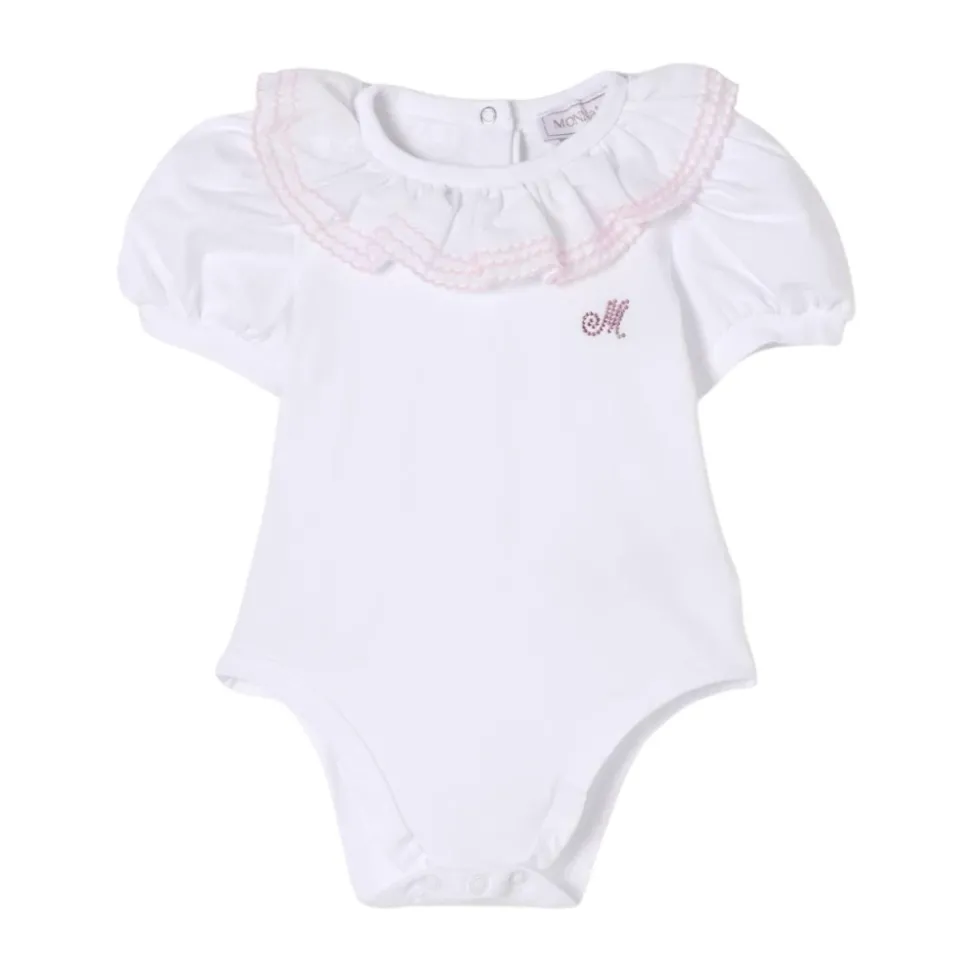 Gerimpelde kraag geborduurd rompertje voor baby's